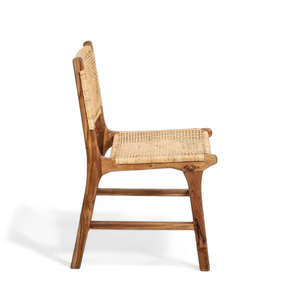 Chaise de salle à manger en teck avec assise en rotin pour la décoration de la maison et du jardin - Product Image 3