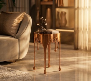 Mesa de Centro Moderna Minimalista con Diseño de Goteo, Mueble Decorativo de Metal para Sala de Estar Contemporánea - Product Image 2