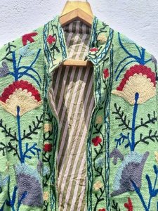 Handmade Cotton Suzani Coat Embroidered Traditional Floral Embroidery Reversible Eco-Friendly Hooded <b>Gothic</b> Plus Size Women - Product Image 6