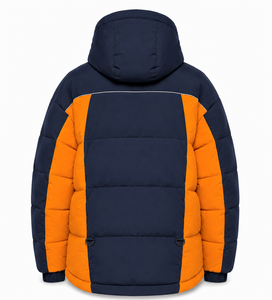 Custom Hooded Winter Puffer <b>Jacket</b> Durable Polyester Shell Thick Insulation Woven Logo Patch Quilted Interior Lining Outerwear - Product Image 3