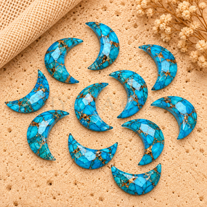 Turquesa cobriza facetada en forma de luna creciente de 17 mm, piedra preciosa suelta para la fabricación de joyas al por mayor, colgante artesanal, piedra en forma de luna, cobre - Product Image 2