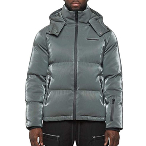 Chaqueta Plumón Personalizada al por Mayor con Capucha para Invierno, Cierre de Cremallera, Técnicas de Teñido y Lavado, Estilo Formal - Product Image 1