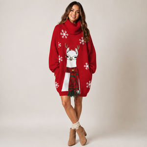 <span class=keywords><strong>Robe</strong></span> <span class=keywords><strong>pull</strong></span> col roulé pour <span class=keywords><strong>femme</strong></span> FNJIA, motif jacquard arbre <span class=keywords><strong>de</strong></span> <span class=keywords><strong>Noël</strong></span> et chat, manches longues, tenue <span class=keywords><strong>de</strong></span> fête <span class=keywords><strong>de</strong></span> <span class=keywords><strong>Noël</strong></span>, personnalisation OEM disponible - Product Image 3