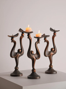 Portavelas Decorativo Portátil Hecho a Mano de Hierro Sólido Pulido y Duradero para Decoración del Hogar, Bodas y Navidad, Juego de 3 - Product Image 2