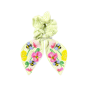 Meilleures ventes en gros : Chouchous personnalisés brodés de perles de rocaille motif palmier, pinces à cheveux brodées avec rubans, spéciales Aïd Ramadan pour femmes - Product Image 5
