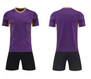 ชุดเสื้อฟุตบอลชายสีดำลายทองพร้อมกางเกงขาสั้น คอวี แขนสั้น ระบายเหงื่อได้ดี ทรงสปอร์ต เหมาะกับทุกฤดูกาล - Product Image 2