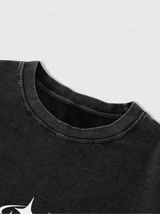 T-shirt graphique à manches contrastées surdimensionné, col rond, manches longues, en coton, streetwear pour homme, vêtements décontractés à la mode - Product Image 4