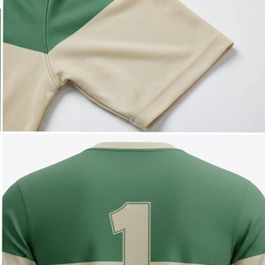 Conjunto de Camiseta de Fútbol Personalizada Verde Beige, Manga Corta, Cuello Redondo, Transpirable, Poliéster, Unisex para Adultos, Nombre del Equipo Impreso, 100% Poliéster - Product Image 3