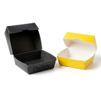 Boîte à lunch en carton ondulé bleu personnalisée avec logo imprimé, pour emporter, résistante à la graisse, pour hamburgers UFO