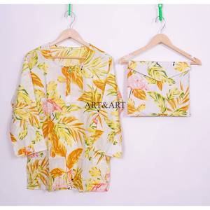 Meilleures ventes - Nouvelle conception - Robe de nuit d'été - Ensemble de pyjama en coton à imprimé floral pour femmes - Disponible en différentes tailles - En provenance d'Inde - Product Image 2