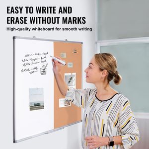 48\"x 36\" Portable Aluminum Frame <b>Whiteboard</b> Cork Board Combo 2-in-1 Magnetic Dry Erase Bulletin <b>Wall</b> Mount for Home Office - Product Image 3