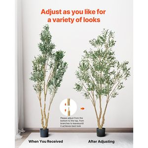 Albero di Ulivo Artificiale Alto 2,4 Metri con Foglie Verdi Realistiche, Frutti e Vaso Nero, Tronco in Legno Naturale, Alberi Artificiali Realistici per Interni - Product Image 6