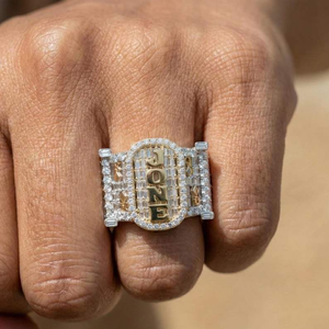 Luxury Moissanite Diamond Custom <b>Name</b> <b>Ring</b> 925 Silver Iced Out Statement <b>Ring</b> Personalized Hip Hop Fine Jewelry Gift Luxury Bold - Product Image 3