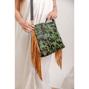 New Western Style Hair On Hide Fur Suede Leather Fringe <b>Bag</b> High Quality <b>Boho</b> Style Women Suede Leather Fur Fringe Shoulder <b>Bag</b> - Product Image 3