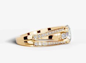 Anillo de Moissanita en Plata de Ley 925 con Baño de Oro Amarillo, Anillo de Compromiso Solitario Elegante y de Lujo, Clásico para Bodas y Fiestas - Product Image 2