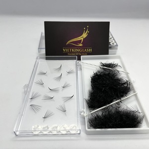 Extensiones de pestañas preformadas, acabado mate, color cachemir oscuro, curvatura M, 10D, 14 mm, racimos de pestañas preformados en una caja grande, gruesos, al por mayor. - Product Image 4