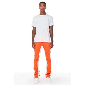 New Stylish <b>Stacked</b> Flared Pants With Side Zipper Pockets Gym Workout Outdoor Fashion Wear Sweatpants Male - Product Image 4