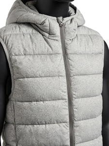 <b>Men</b> Hooded Puffer <b>Vest</b> Grey Lightweight Winter Outerwear Sleeveless Quilted Jacket Full Zip Casual Warm <b>Thermal</b> Padded <b>Vest</b> - Product Image 2