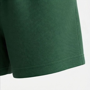Ensemble décontracté 2 pièces pour femme en coton tricoté vert uni : T-shirt à manches courtes et short au-dessus du genou, coupe ample, idéal printemps-été - Product Image 6