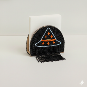 Porta Servilletas de Lujo con Cabeza de Esqueleto y Cuentas en Contraste, Color Naranja, Hecho a Mano, Decoración Festiva para Comedor, para Minoristas de Boutique 2026 - Product Image 2