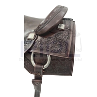 Selle Western en cuir véritable pour cheval, avec assise rembourrée, motifs floraux sculptés, tapis de selle de cowboy, bride, bois, plastique, amortisseur de chocs