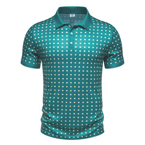 Polos de golf de poliéster de manga corta, atléticos, antiarrugas, sublimados, con estampado en caja, ajustados, para hombre. - Product Image 1