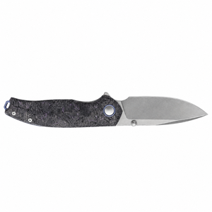 Navajas Plegables con Empuñaduras Negras Texturizadas, Hoja de Acero Inoxidable con Punta Caída, Anillo para el Pulgar y Orificio para Cordón, para Uso en Exteriores - Product Image 4