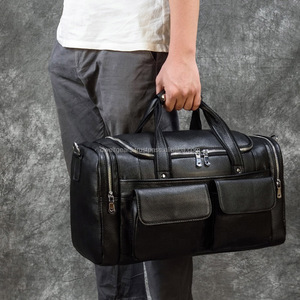 Sac de voyage en toile avec garniture en cuir, sac de week-end vintage, logo personnalisé, fournisseur OEM, marque privée, vente en gros - Product Image 6