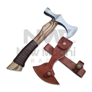 ขวานเหล็กกล้าไร้สนิมแบบไวกิ้ง ด้ามไม้พะยูง พร้อมปลอกหนังคุณภาพสูง - Product Image 1