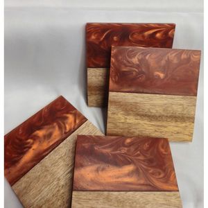Everyday Natural Wood Resin Coasters for Drink Protection Promotional Coaster Product - Product Image 5