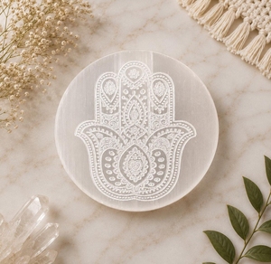 Natural White Selenite Reiki Yin Yang Crystal Charging Plate Polished Grid Energy Cleansing Disc Home Decor Business Gift - Product Image 6