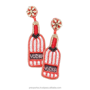 Pendientes con cuentas de cóctel tropical, cuentas de semillas hechas a mano, joyería para fiesta en la playa de verano, declaración Funky, bebida colorida, regalo al por mayor - Product Image 3