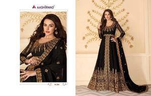 Salwar Kameez de Diseñador de Alta Calidad, Semi-Cosido, Bordado, Talla Única, en Georgette Sintética, para Fiestas y Festivales, Estilo Indio - Product Image 5