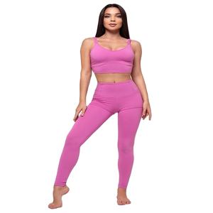 Ensemble d'entraînement personnalisé pour femmes, 2 pièces, soutien-gorge de sport rayé sans couture, leggings push-up, tenues de sport, ensembles de survêtements - Product Image 1