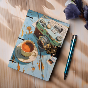 <b>A5</b> Vintage Camera Coffee Theme Handmade Paper Notebook Lock <b>Diary</b> | 200 Pages Double Side Writing Eco Friendly Premium Journal - Product Image 5