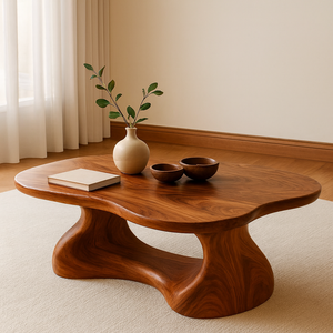 Mesa de Centro Moderna de Madera Maciza con Borde Natural, Hecha a Mano, Duradera y Ecológica para Uso en el Hogar o Hoteles - Product Image 4