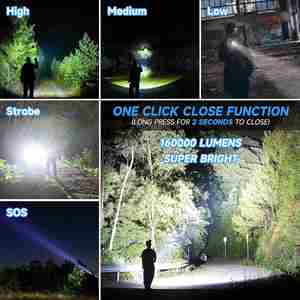 CITICITY Flashlights High Lumen <b>Rechargeable</b>, <b>LED</b> Tactical Flashlight with Clip 5 Modes Portable Zoom for Camping Hiking - Product Image 3