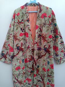 Bata Kimono de Terciopelo con Estampado Floral de Aves |   Bata de Baño de Lujo de Manga Larga |   Ropa Casual para Mujer - Product Image 3