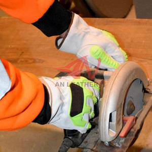 Guantes de Impacto de Cuero y TPR de Alto Rendimiento que Ofrecen Comodidad y Resistencia, Equipo de Seguridad Laboral - Product Image 6