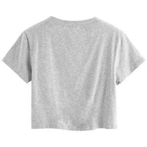 Camiseta Corta para Mujer, Cuello Redondo, Manga Corta, 100% Algodón Jersey, Color Sólido, Estilo Casual para Verano - Product Image 2