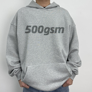 เสื้อฮู้ดดี้ผู้ชายทรงโอเวอร์ไซส์ ผ้าฟลีซหนานุ่ม ระบายอากาศได้ดี 500gsm ผลิตตามแบบ OEM ผ้าโพลีเอสเตอร์/คอตตอน ปักลายตามสั่ง มีซับใน แบบเรียบสีพื้น - Product Image 1