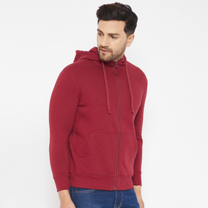 Sweat à capuche zippé pour homme, 100% coton molletonné épais, respirant, grande taille, motif uni, tricoté, doublé, hiver, personnalisé - Product Image 2