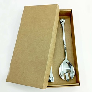 Service de salade en acier inoxydable plaqué argent avec un design moderne, poignée faite à la main, poli miroir, serveur de salade de haute qualité - Product Image 2