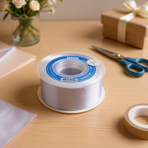 ริบบิ้นผ้าซาตินอิลัน 3.8 ซม. 25 หลา สีเงินแพลตต้า D32 - Product Image 2