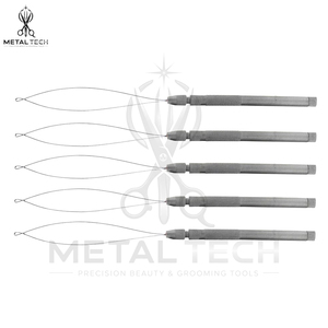 Silver Non Slip Textured Handle Micro Ring Hair Extension Loop <b>Needle</b> Pulling Wire <b>Threader</b> Tool Set Salon Supplies - Product Image 3