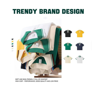 Polo vert à manches courtes pour femme, tricoté, couleur unie, avec fermeture éclair, coupe courte, style décontracté - Product Image 4