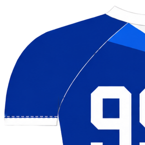 Camiseta Deportiva de Manga Corta Azul Rey y Blanca con Cuello Redondo, Diseño Geométrico, Compresión Atlética para Entrenamiento de Alto Rendimiento - Product Image 3