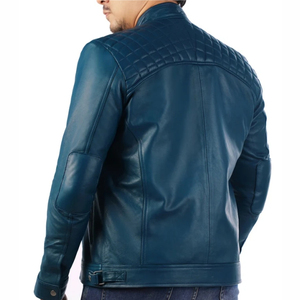 Veste en cuir véritable pour homme SOLID INTERNATIONAL, col rabattu, fermeture éclair, coupe classique, vêtement d'hiver, couleur unie, style motard - Product Image 5