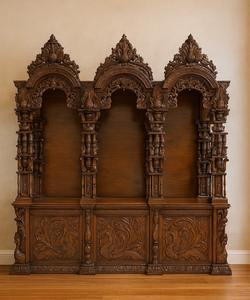 Templo Tradicional Swaminarayan de Gran Tamaño, Mandir Clásico Tallado en Madera, Templo de Oración de Color Marrón Oscuro, Unidad de Puja Hindú Hecha a Mano en EE. UU. - Product Image 3