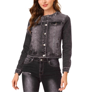 2026 Women's Customizable Women's Blue <b>Denim</b> <b>Jacket</b> Stylish <b>Long</b> Sleeve with Big Pockets Varsity and blazer Women Coat <b>denim</b> - Product Image 2